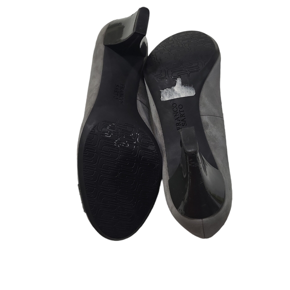 Franco Sarto women's suede leather upper silver Buckle heeled pumps, 7.5M - Picture 9 of 14